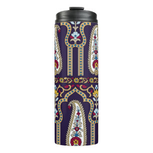 Geometric traditional paisley pattern with border thermal tumbler