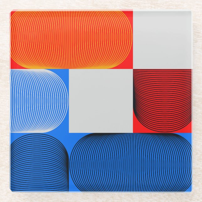 Geometric transition: abstract vintage pattern. glass coaster (Front)
