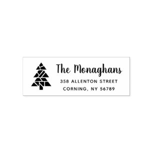 Geometric Tree Return Address Self-Inking Stamp