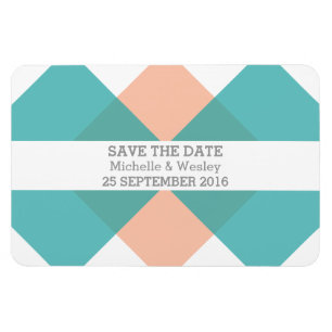 Geometric Triad Save the Date Magnet Teal Coral