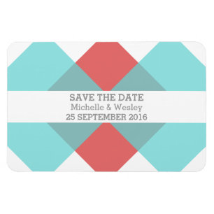 Geometric Triad Save the Date Magnet Teal Red