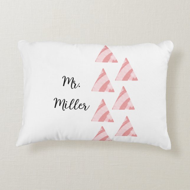 Geometric Triangels And Name Decorative Cushion (Back)