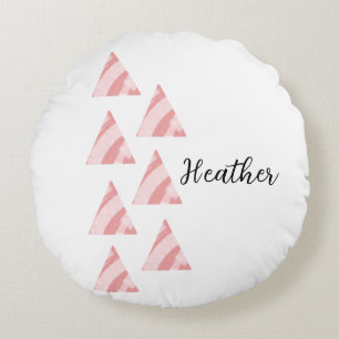Geometric Triangels And Name Round Cushion