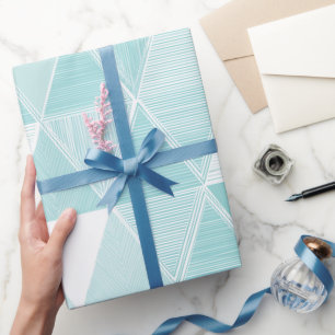 Geometric Triangle Cyan Mint Abstract Pattern Wrapping Paper