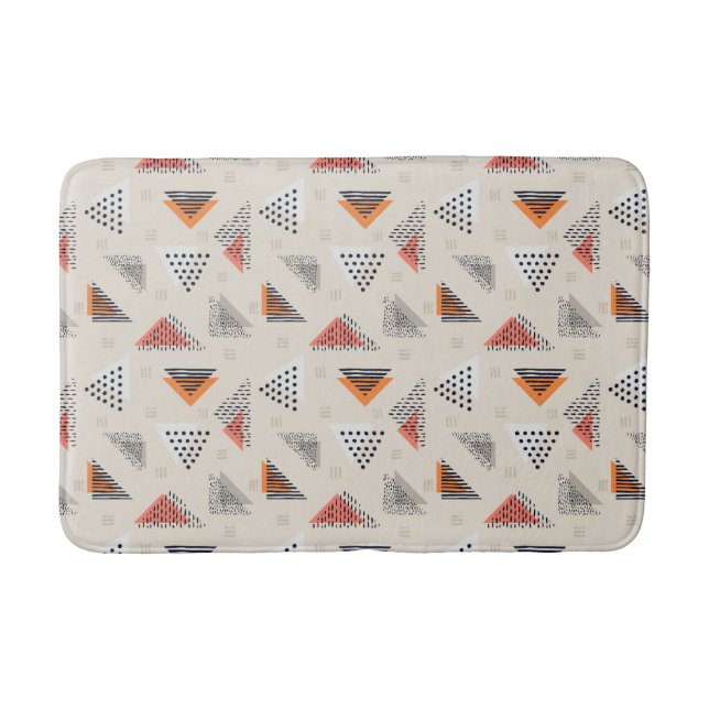 Geometric Triangle Hand Drawn Pattern Bath Mat (Front)