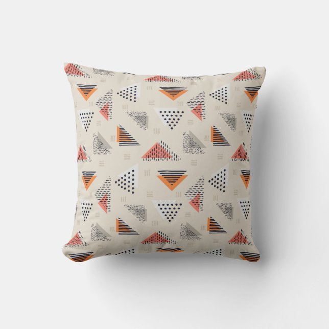 Geometric Triangle Hand Drawn Pattern Cushion (Front)