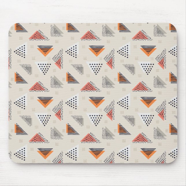 Geometric Triangle Hand Drawn Pattern Mouse Mat (Front)