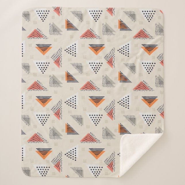 Geometric Triangle Hand Drawn Pattern Sherpa Blanket (Front)