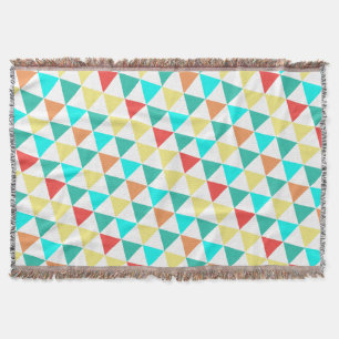 Geometric Triangle Mint Aqua Coral Modern Abstract Throw Blanket