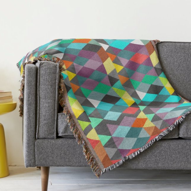 Geometric Triangle Mint Aqua Modern Abstract Throw Blanket (Creator Uploaded)