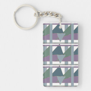 Geometric Triangle Pattern  Blue Violet Green Key Ring