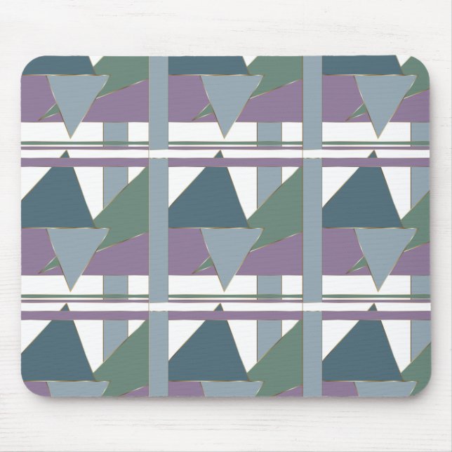 Geometric Triangle Pattern  Blue Violet Green Mouse Mat (Front)
