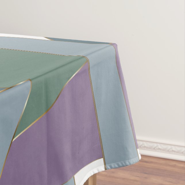 Geometric Triangle Pattern  Blue Violet Green Tablecloth (In Situ)