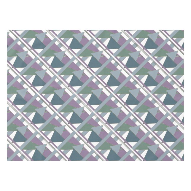 Geometric Triangle Pattern  Blue Violet Green Tablecloth (Front (Horizontal))