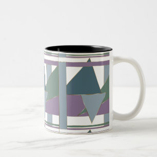 Geometric Triangle Pattern Blue Violet Green Two-Tone Coffee Mug