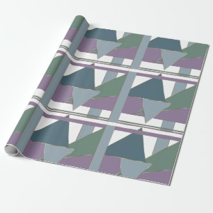 Geometric Triangle Pattern Blue Violet Green Wrapping Paper