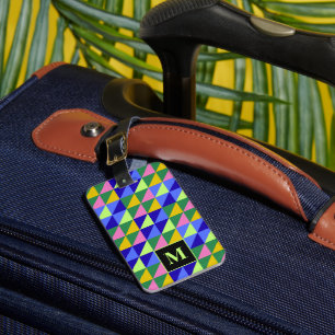 Geometric Triangle Pattern Colorful Monogram Luggage Tag