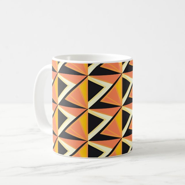 Geometric Triangle Pattern in Warm Tones  Coffee Mug (Front Left)