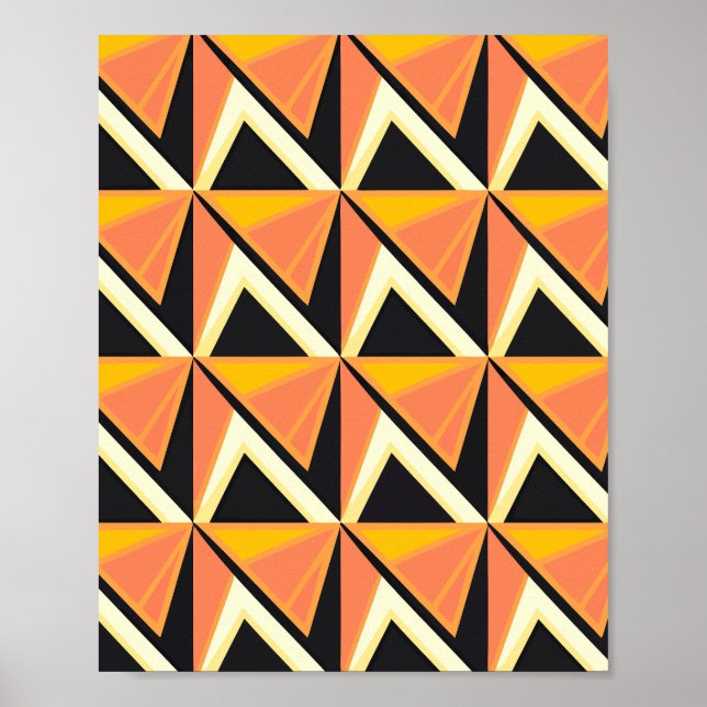 Geometric Triangle Pattern in Warm Tones Poster (Front)