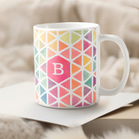 Geometric Triangle Pattern Monogram Watercolor