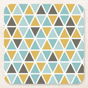 Geometric Triangle Pattern Square Paper Coaster