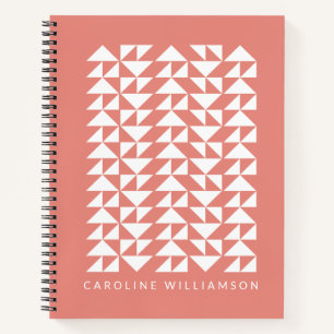 Geometric Triangle Shapes in Coral Personalised Notebook