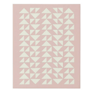 Geometric Triangle Shapes Pattern Blush and White Faux Canvas Print