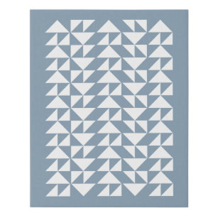 Geometric Triangle Shapes Pattern in Dusty Blue Faux Canvas Print