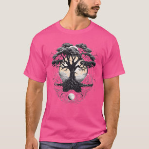 Geometric Triangle Tree Life Yin Yang Moon Phase Y T-Shirt
