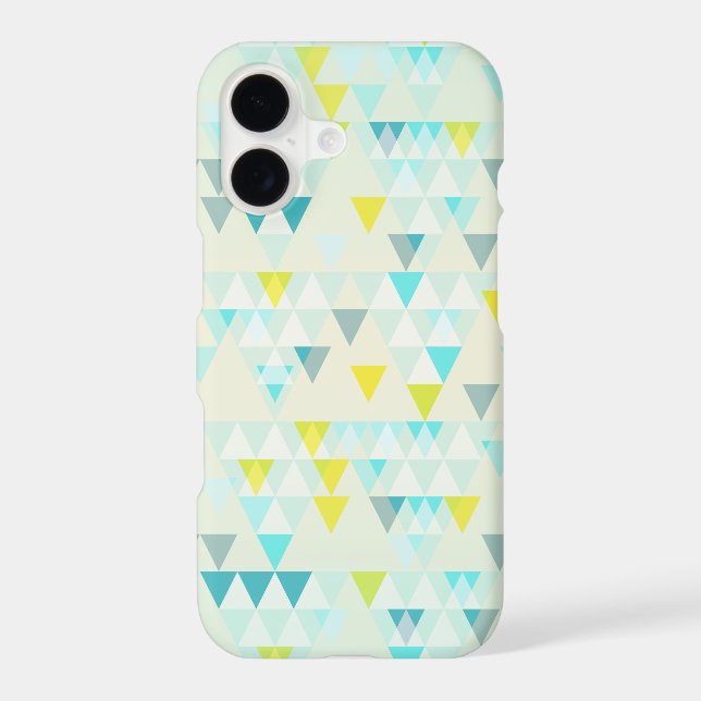Geometric Triangles Aqua Blue White Yellow Pattern (Back)