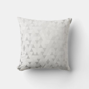 Geometric Triangles Charcoal Gray Silver Cushion
