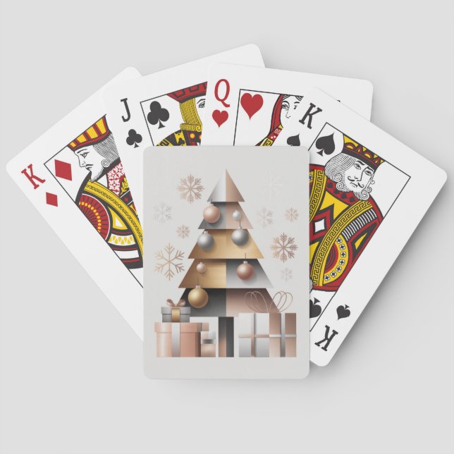 Geometric Triangles Christmas Tree Playing Cards (Back)