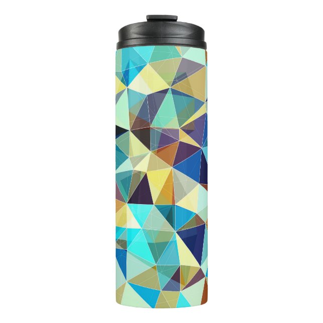 Geometric Triangles: Colourful Abstract Pattern Thermal Tumbler (Front)