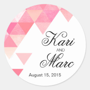 Geometric Triangles Favour Decal   peony pink mauv Classic Round Sticker