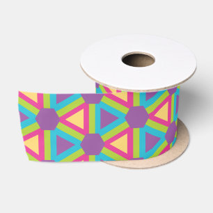 Geometric Triangles in Bright colour pallet Satin Ribbon