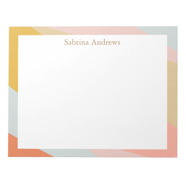 Geometric Triangles in Pastel Earth Tones Name Notepad (Front)