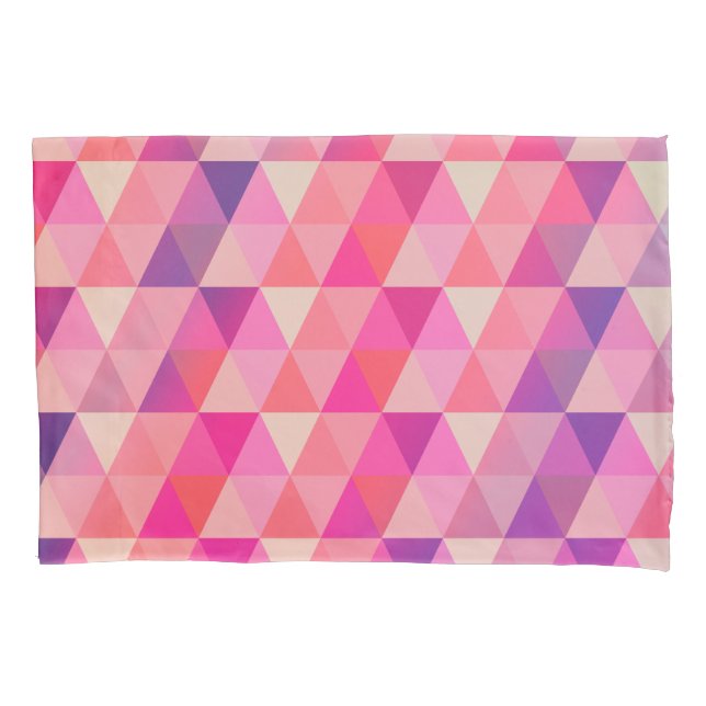 Geometric Triangles In Purple Pink Orange Colours Pillowcase (Front)