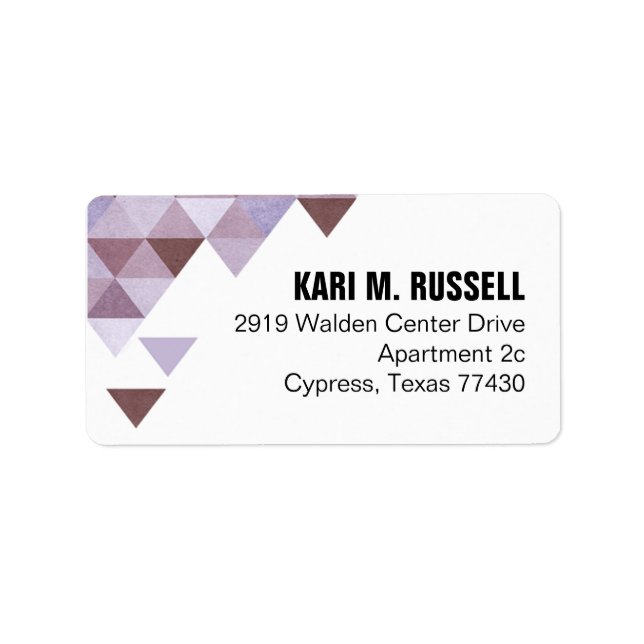 Geometric Triangles Mailing | periwinkle aubergine Label (Front)