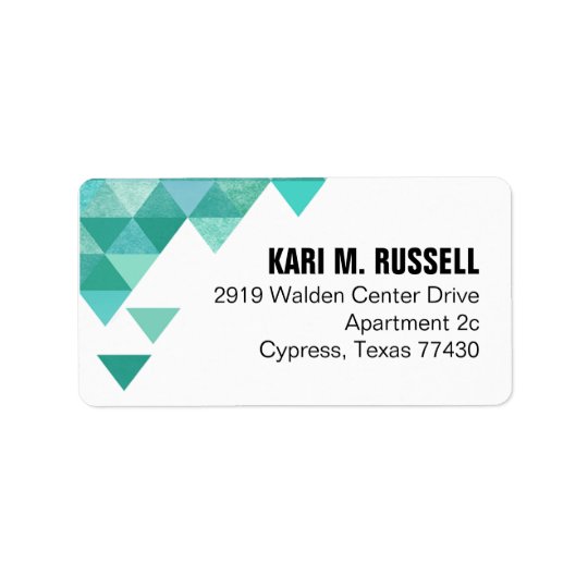 Geometric Triangles Mailing | teal turquoise Address Label