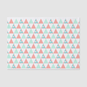 Geometric Triangles Mint Green Coral Pink Pattern Tissue Paper