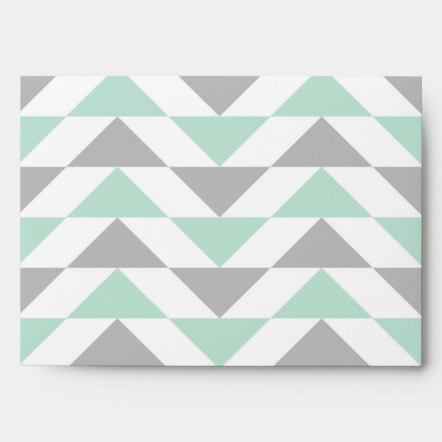 Geometric Triangles Mint Green Grey White Pattern Envelope (Front)