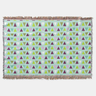 Geometric Triangles Mint Green Purple Pattern Throw Blanket