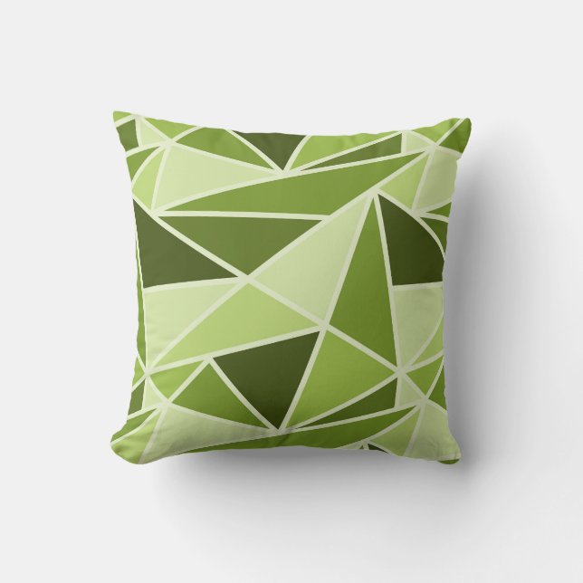 Geometric Triangles, Monochromatic Lime Green Cushion (Front)