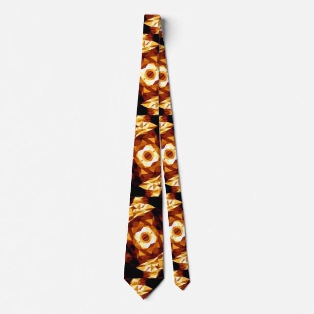 Geometric Triangles Orange Brown Black Abstract Tie (Front)