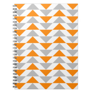 Geometric Triangles Orange Grey White Pattern Notebook