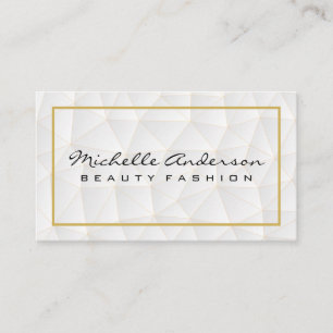 Geometric Triangles Pattern   Gold Border Business Card