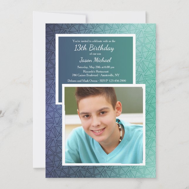Geometric Triangles Photo Invitation (Front)