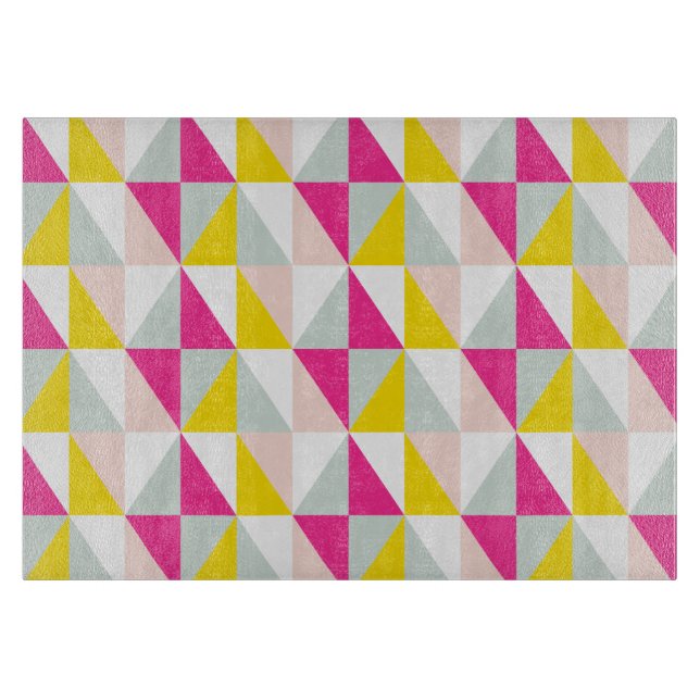 Geometric Triangles Pink And Yellow Pattern Cutting Board (Front)