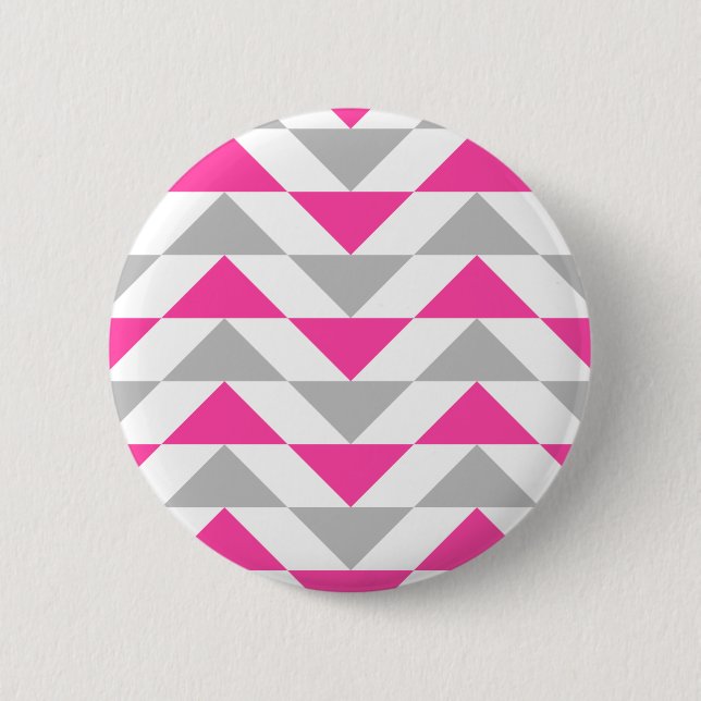 Geometric Triangles Pink Grey White Pattern 6 Cm Round Badge (Front)