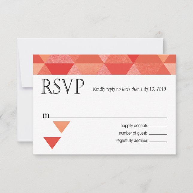 Geometric Triangles RSVP Response Card | coral (Front)